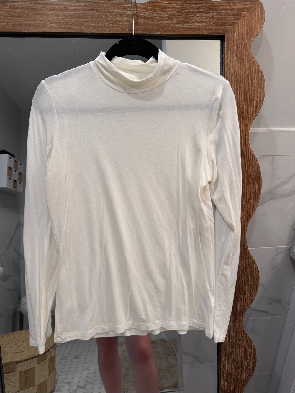 Tahari Cream Long-Sleeve Mock Neck Top